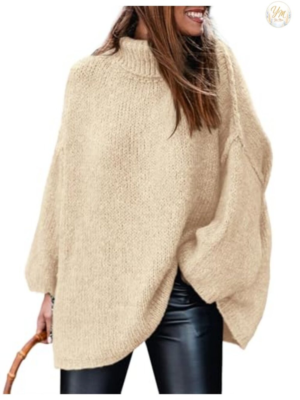 Chunky Knit Turtleneck Pullover Sweater Cozy Oversized Long Sleeve Winter Top
